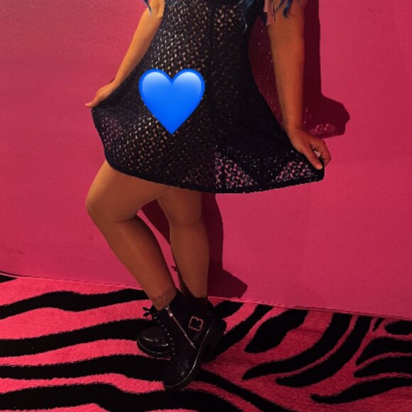 NWT SPEECHLESS NAVY BLUE CUT OUT SEE THROUGH DRESS A LINE MINI MEDIUM - Picture 6 of 10